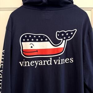NWT Vineyard Vines Mens XL Navy Hoodie Tee American Flag Coastal Preppy Classic